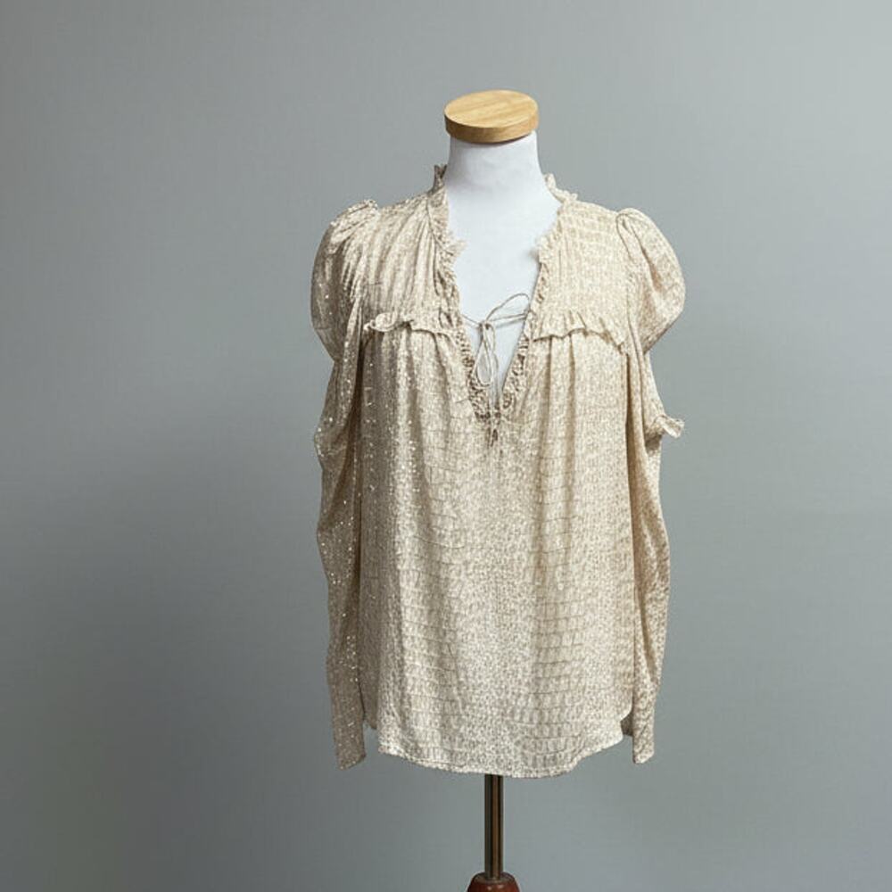 Anna Cate tan croc print blouse, size S, NEW WITH TAGS!